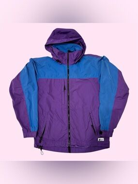 Vintage 90s MEC Windbreaker Jacket Colorblock Hood Super Microft Medium